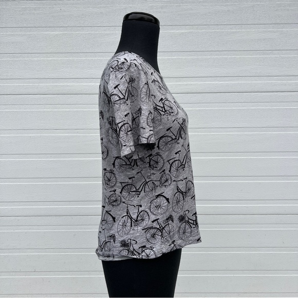Anthropologie Women's Weekend Bicycle Print Gray and Black T-Shirt, S - Picture 3 of 6